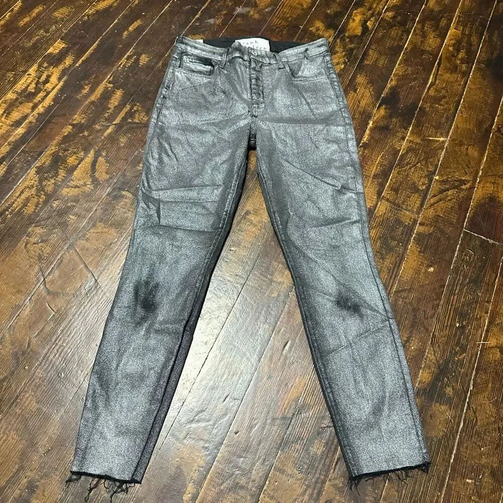 Frank & Eileen black metallic luxe distressed Sligo pants